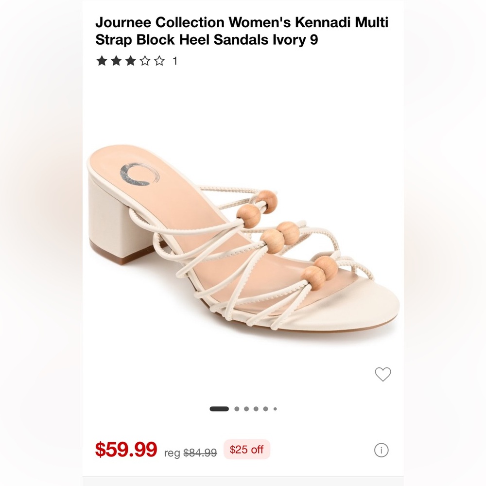Target Journee Collection Women’s Kennadi Multi Strap Block Heel Sandals Ivory